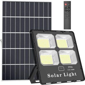 NEW - Free standing or Wall/Roof Mounted Solar Flood Light w/ Remote Control